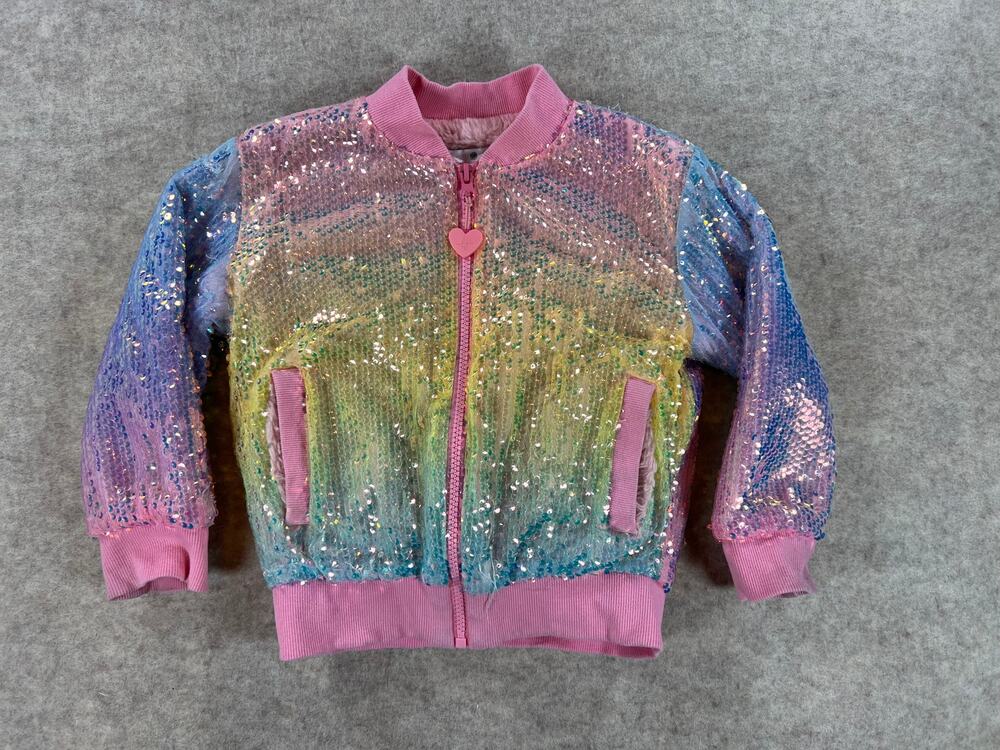 Love and Grow Bejeweled Rainbow Sequin Sparkle Jacket Girls Size 5y